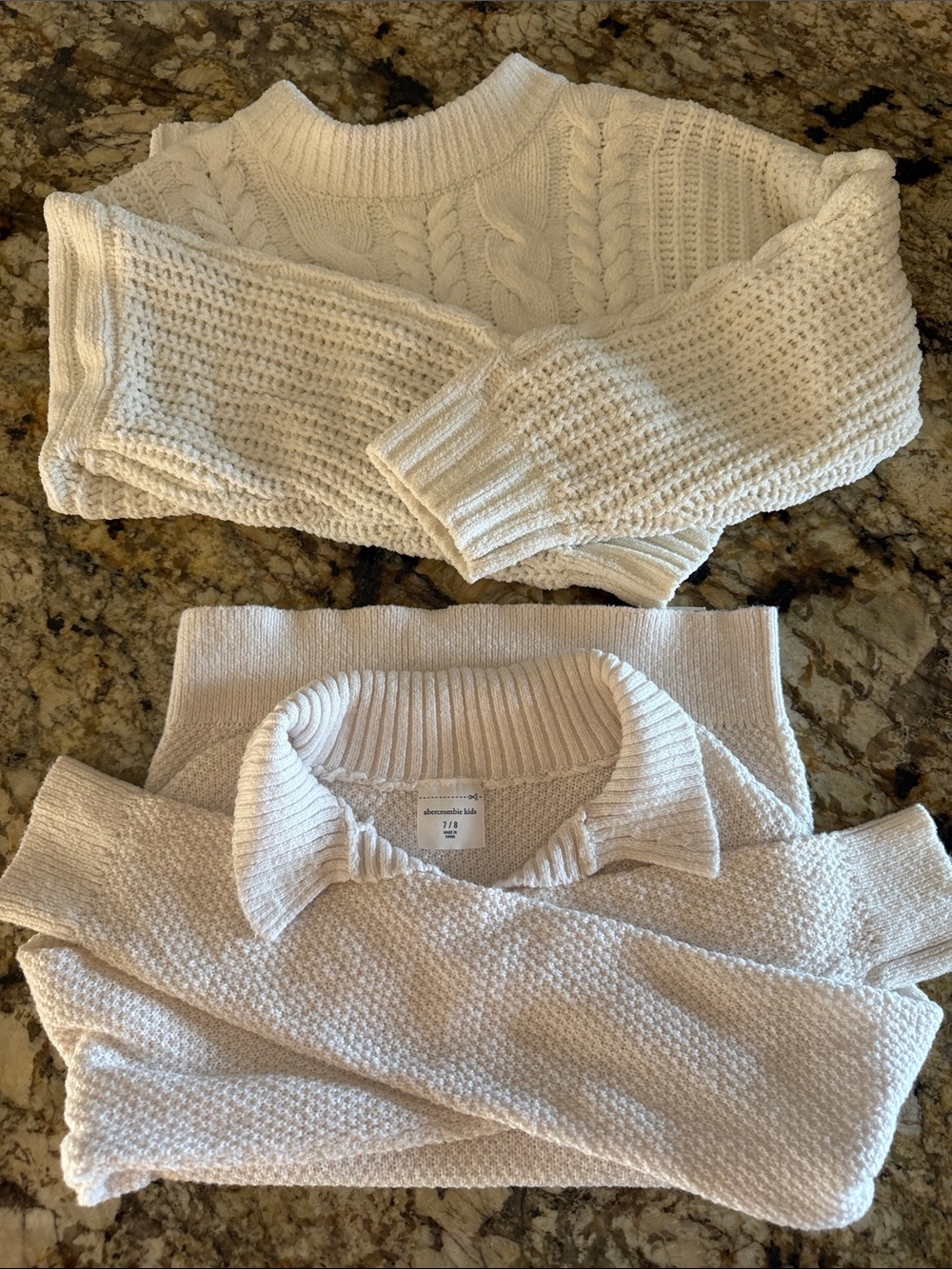 abercrombie kids 7/8 Cream Cable & Knit Sweater Bundle